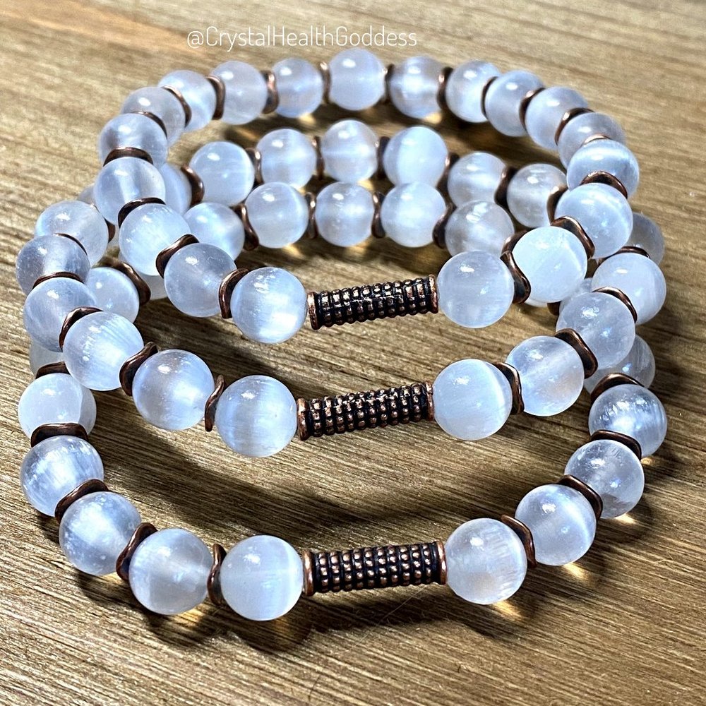Selenite Antique Copper Bracelet